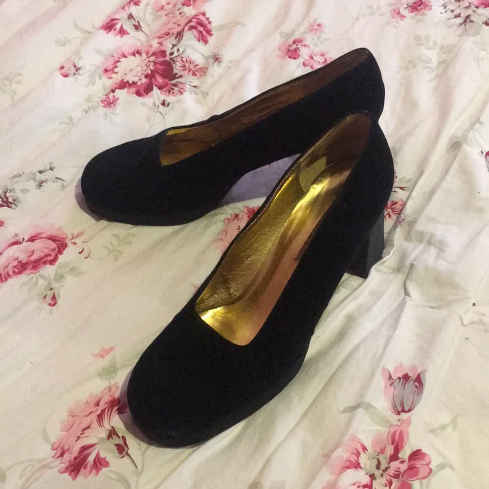 90s velvet block heels